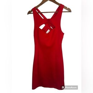 GUESS Red Strappy Bodycon Cutout Dress Sz 14